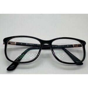 Vogue Womens Eyeglass Frames For Prescription Lenses Black Gold Tone Logo